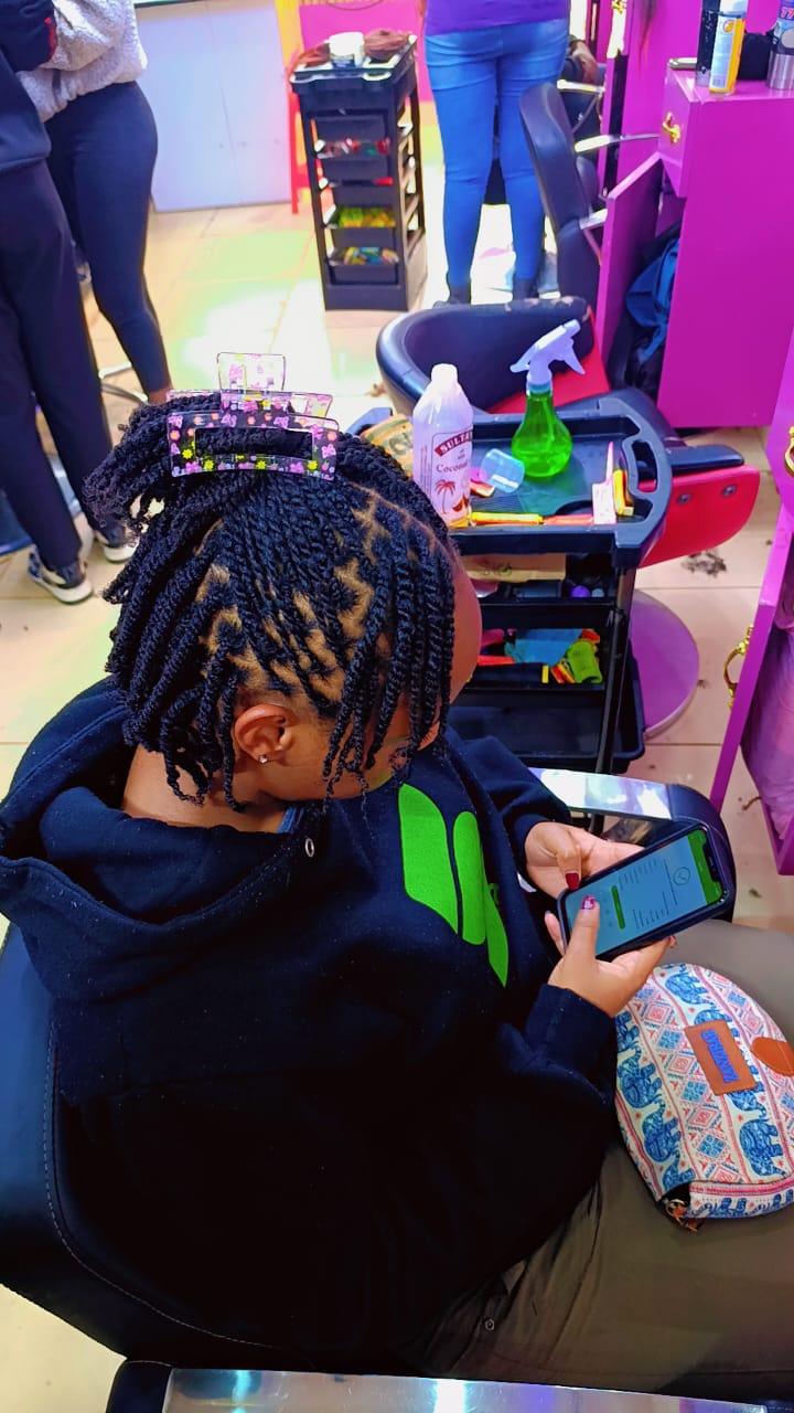 Mini twist on natural hair